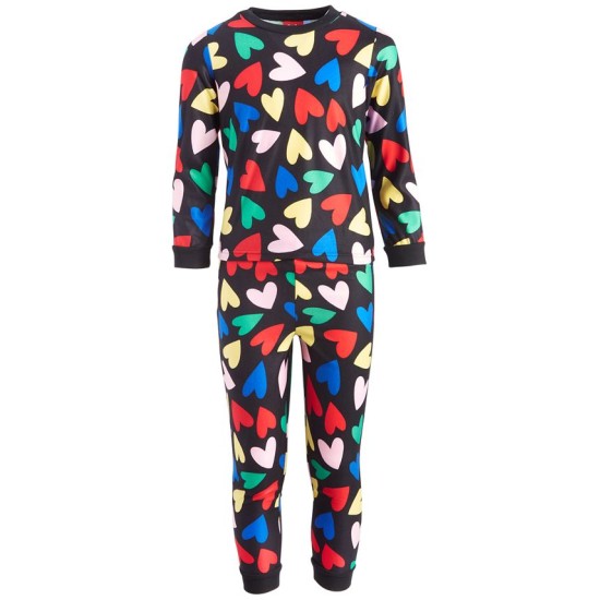  Toddler, Little & Big Kids Hearts Pajamas Set, 6-7, Black