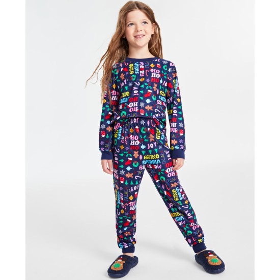  Toddler, Little & Big Kids Holiday Toss Pajamas Set, Navy, 8