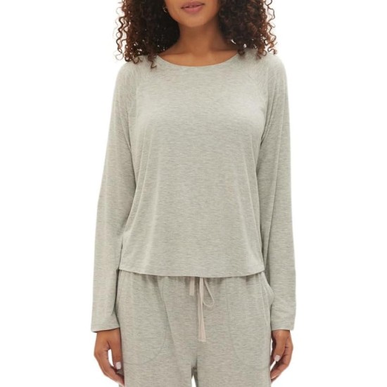  Body Women’s Long-Sleeve Crewneck Pajama Top (Grey Heather, Large)