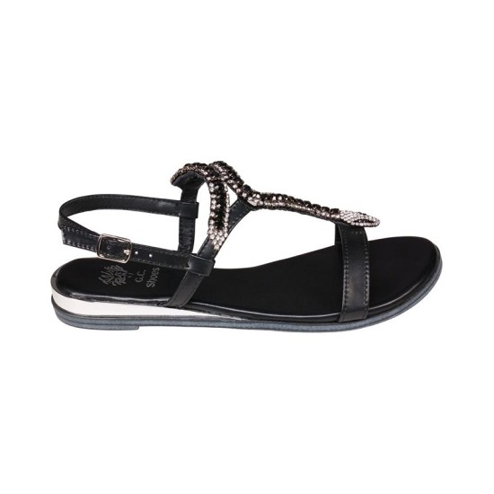  Women’s Lidia Slingback Flat Sandals, Black, 8M