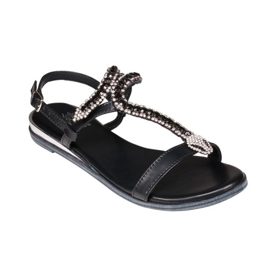  Women’s Lidia Slingback Flat Sandals, Black, 8M