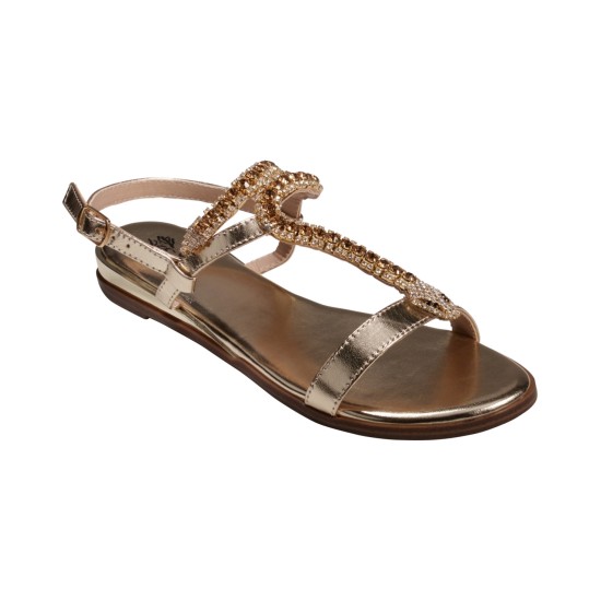  Women’s Lidia Slingback Flat Sandals, Gold, 8M