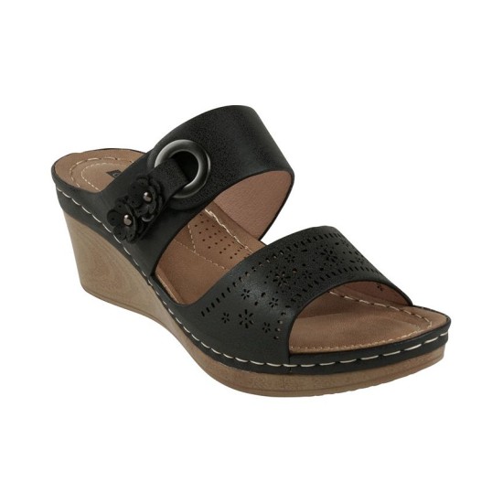  Women’s Theresa Comfort Wedge Sandals, Black, 10M