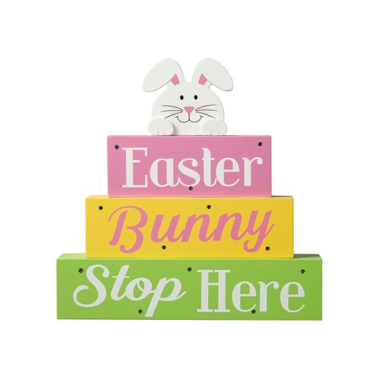  12in L Easter LED Lighted Wooden Bunny Block Word Sign