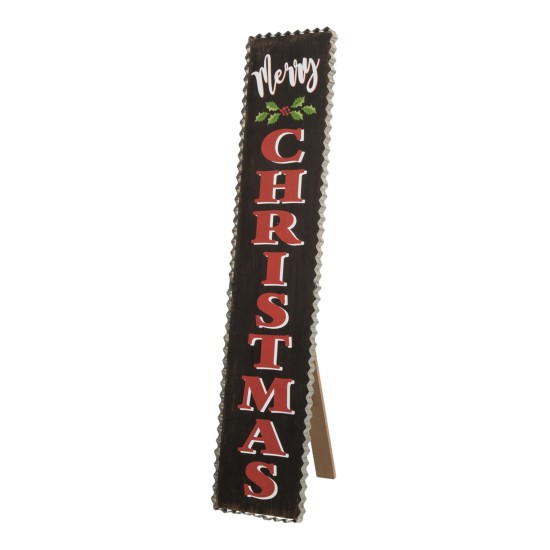  35.63″H Wooden Black Merry Christmas Porch Sign