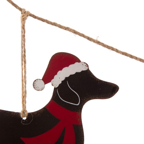  6 Feet Metal Christmas Dog Garland, Red