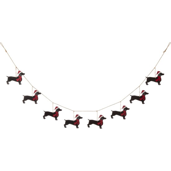  6 Feet Metal Christmas Dog Garland, Red