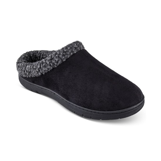  Men’s Rolled Collar Fleece-Lined Clogs, Black, Large