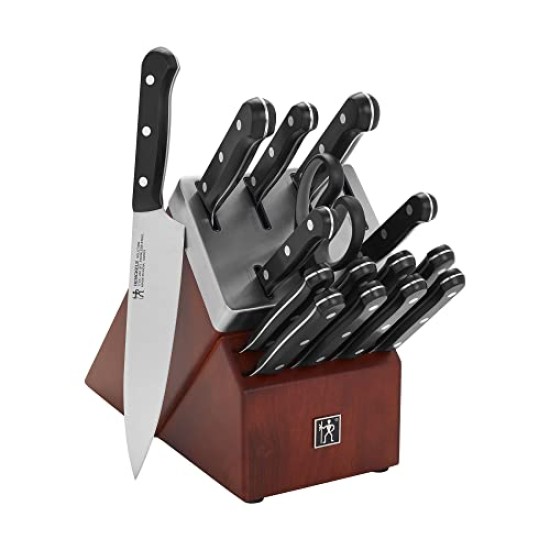  Razor-Sharp Solution 16-pc Self-Sharpening Knife Block Set – Walnut German Engineered Informed by 100+ Years of Mastery