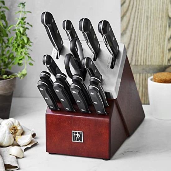  Razor-Sharp Solution 16-pc Self-Sharpening Knife Block Set – Walnut German Engineered Informed by 100+ Years of Mastery