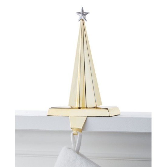  Shine Bright Gold-Tone Tree Stocking Holder,9.5″H