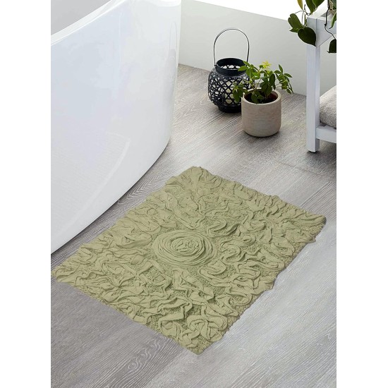  Bell Flower Collection 100% Cotton Tufted Bath Rugs, 17″ x 24″, Green