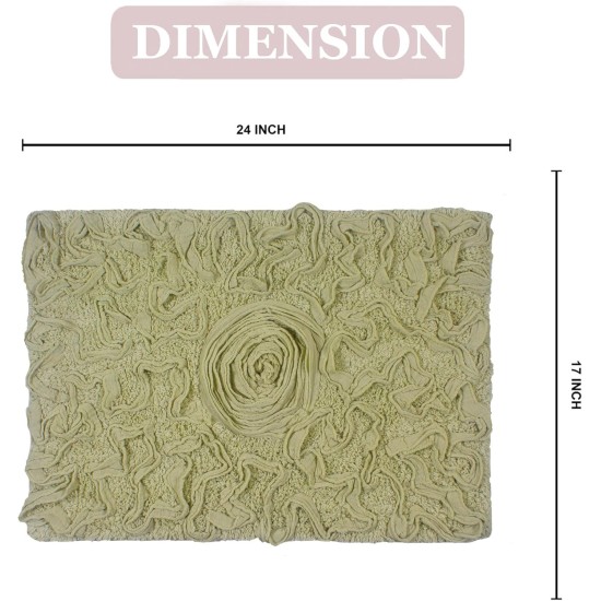  Bell Flower Collection 100% Cotton Tufted Bath Rugs, 17″ x 24″, Green