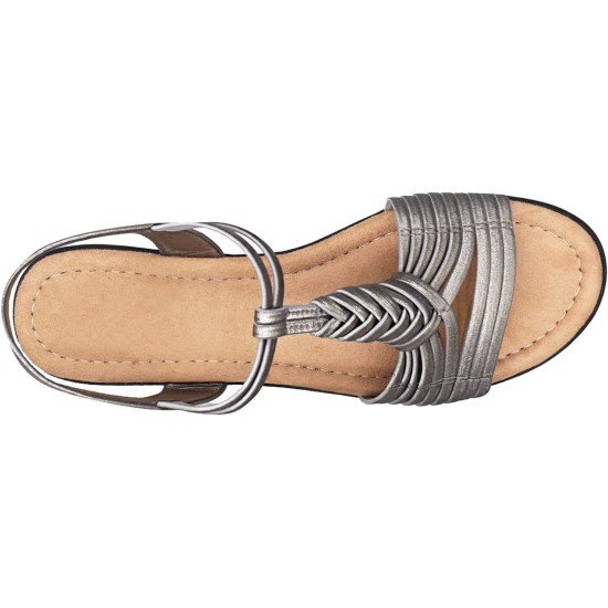 Impo Bellita Stretch Elastic Sandal with Memory Foam, Pewter, 9M