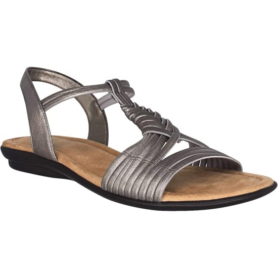 Impo Bellita Stretch Elastic Sandal with Memory Foam, Pewter, 9M