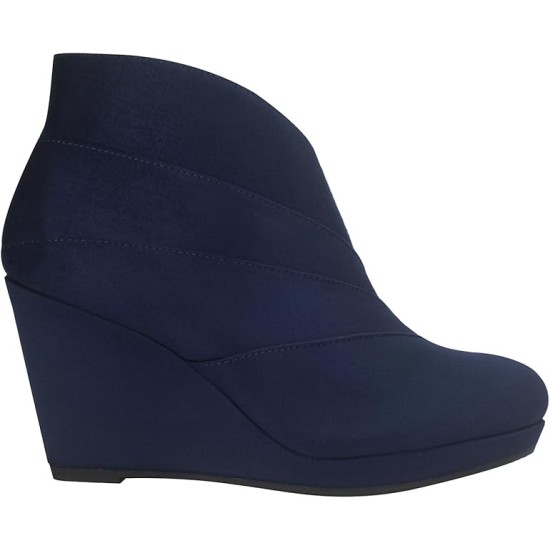  Women’s Platform Wedge Ankle Boots, 8.5, Midnight Blue