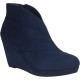  Women’s Platform Wedge Ankle Boots, 8.5, Midnight Blue