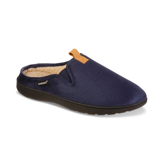  Mens Faux Suede Slip On Slide Slippers Navy, X-Large