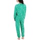  Women’s 2-Pc. Long-Sleeve Packaged Pajamas Set, Green, Small