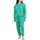  Women’s 2-Pc. Long-Sleeve Packaged Pajamas Set, Green, Small