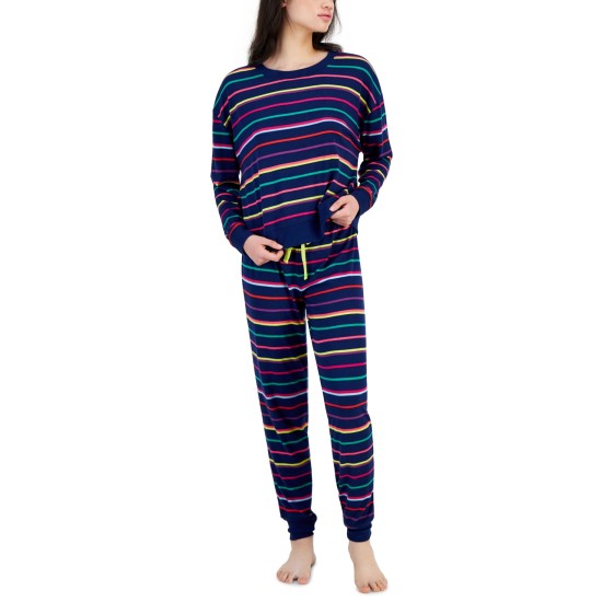  Women’s 2-Pc. Long-Sleeve Packaged Pajamas Set, Navy, X-Large