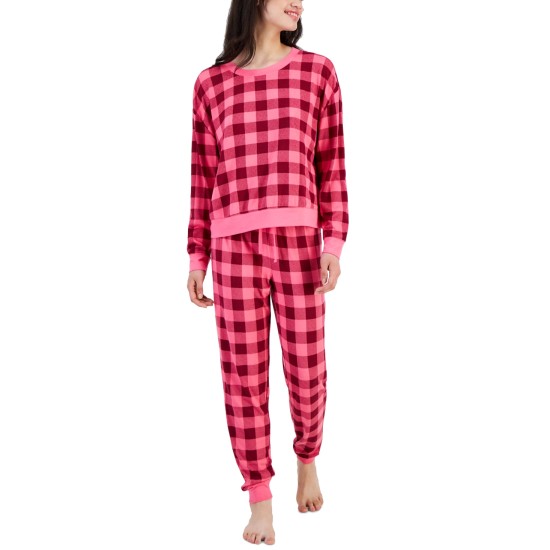  Women’s 2-Pc. Long-Sleeve Packaged Pajamas Set, Pink, Large