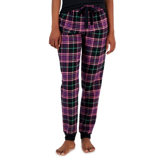  Women’s Cotton Flannel Pajama Pants, Black, X-Large