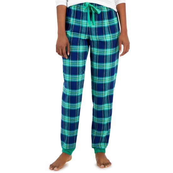  Women’s Cotton Flannel Pajama Pants, Green, Small