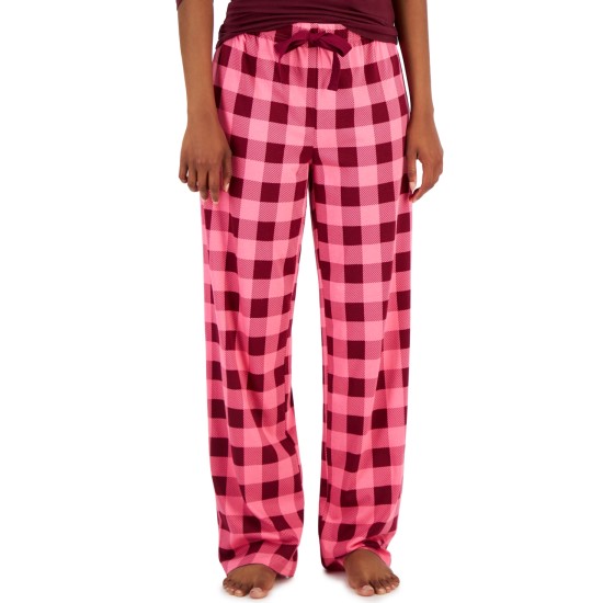  Women’s Printed Wide-Leg Pajama Pants, Pink, Large