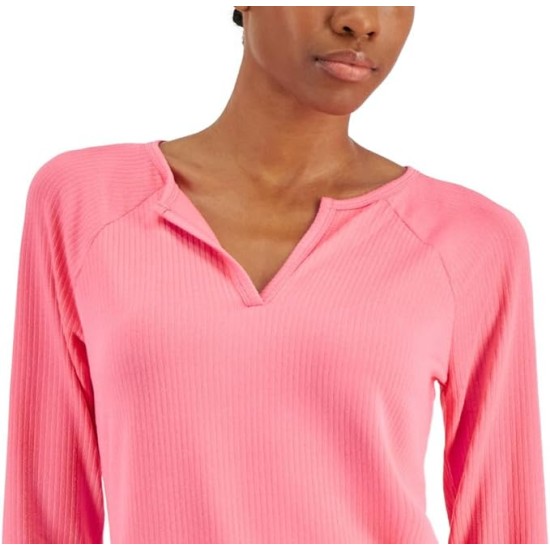  Women’s Split-Neck Pajama Top (Prism Pink, XX-Large)