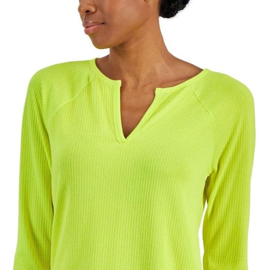  Women’s Split-Neck Pajama Top (Electric Yellow, XX-Large)