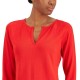  Women’s Split-Neck Pajama Top (Chili, X-Large)