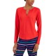  Women’s Split-Neck Pajama Top (Chili, Large)