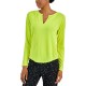  Women’s Split-Neck Pajama Top (Electric Yellow, Large)