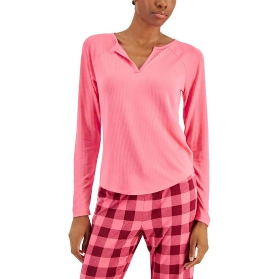  Women’s Split-Neck Pajama Top (Prism Pink, Medium)