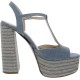  Womens Ameeka Denim Peep-Toe Platform Heels, 9.5M, Blue