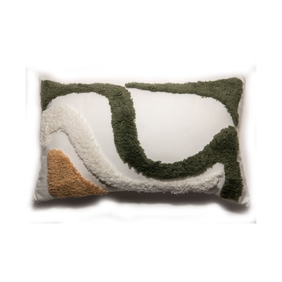  Abstract Shag Decorative Pillow, 20″ x 12″, Green