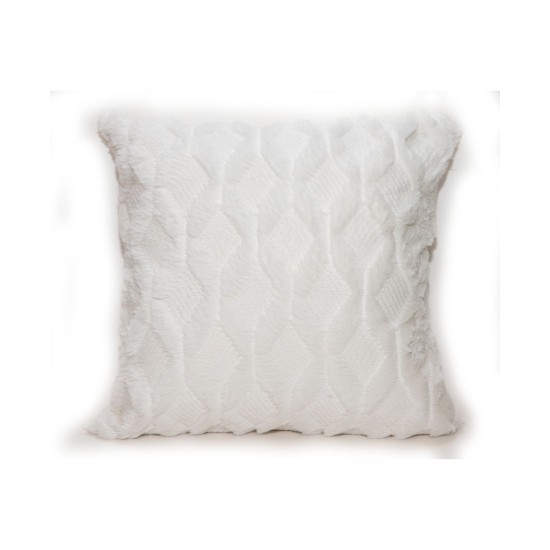  Geo Diamond Decorative Pillow, 18″ x 18″, White