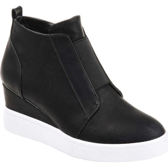  Womens Clara Wedge Sneaker Black, 5.5 M