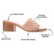  Womens Fylicia Woven Detail Slip On Stacked Heel Sandals, Blush, 7M