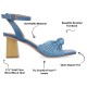  Womens Galinda Tru Comfort Foam Low Block Heel Sandals, Blue, 6.5M