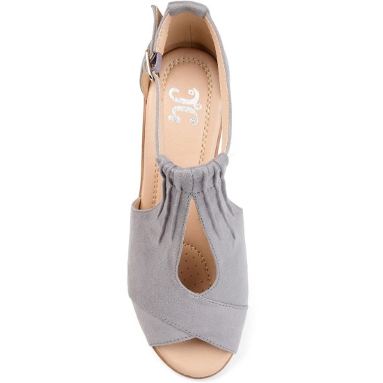  Womens Kedzie Tru Comfort Foam Peep Toe Wedge Sandals, Gray, 5.5M