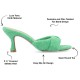  Womens Mannon Soft Terry Cloth Slip On Open Toe Pumps, Green, 8.5