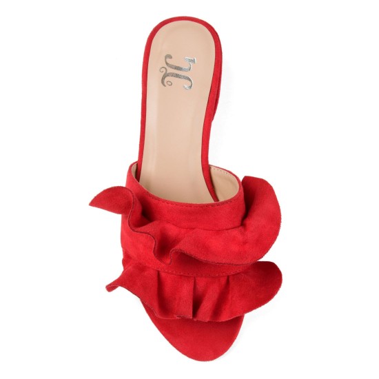  Women’s Sabica Ruffle Heels Shoes, Red, 8.5