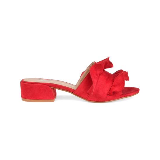  Women’s Sabica Ruffle Heels Shoes, Red, 8.5