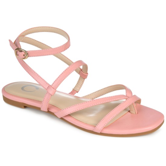  Womens Serissa Multi Strap Flat Sandals, Pink, 8.5