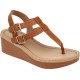  Womens Wedge Thong Sandals, Tan, 6.5M