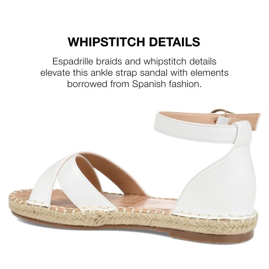 Journee Womens Lyddia Espadrille Flat Sandals, White,6W