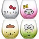  Sanrio Hello Kitty & Friends Hello Sippy Drinking Glasses, 15 oz Stemless Glass Cups Set of 4 ft Hello Kitty Keroppi My Melody Pompompurin, Cute Glasses for Water, Juice, Kawaii Tumbler