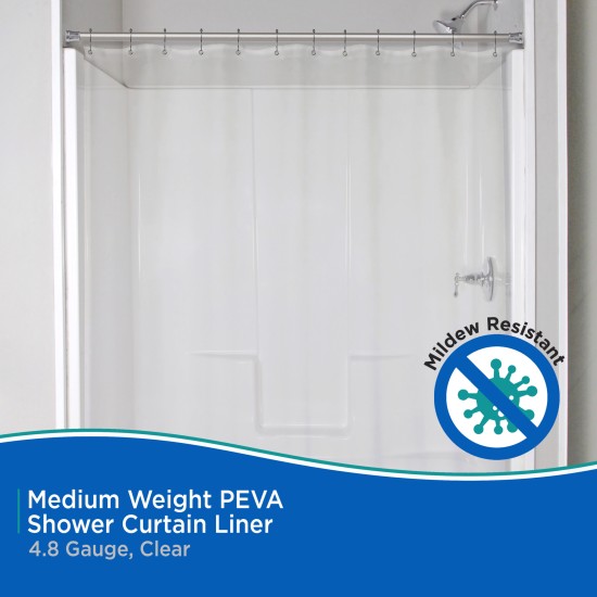  Medium Weight Peva Shower Curtain Liner, 70″ W x 72″ H, White